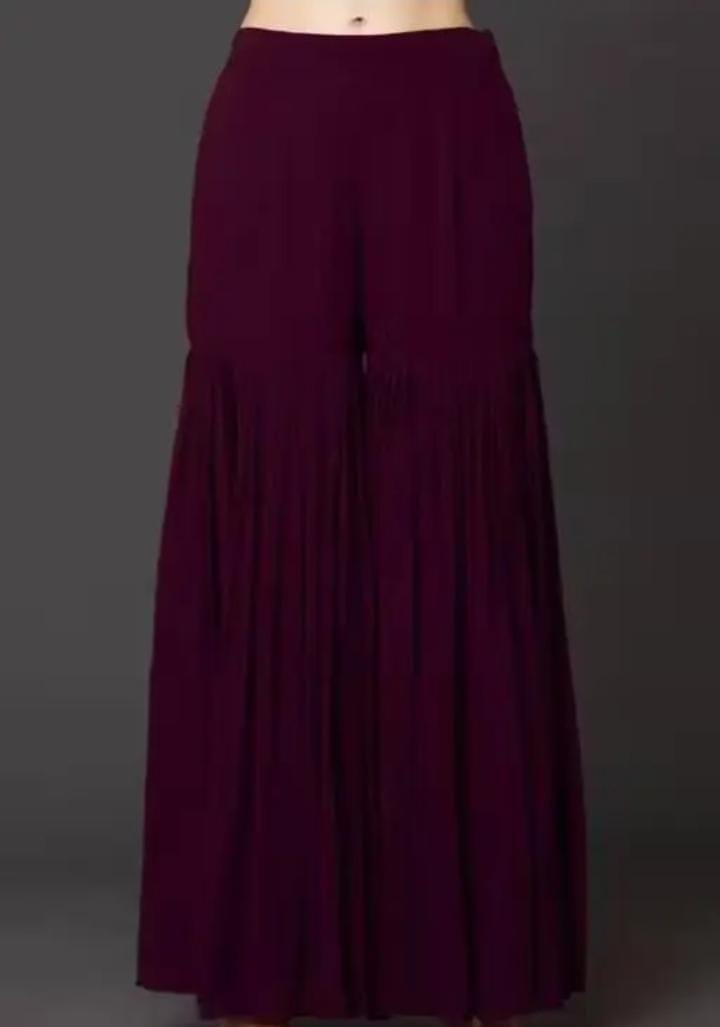Elegant Maroon Velvet Sleeveless Kurti with Sequined Zigzag Design & Palazzo
